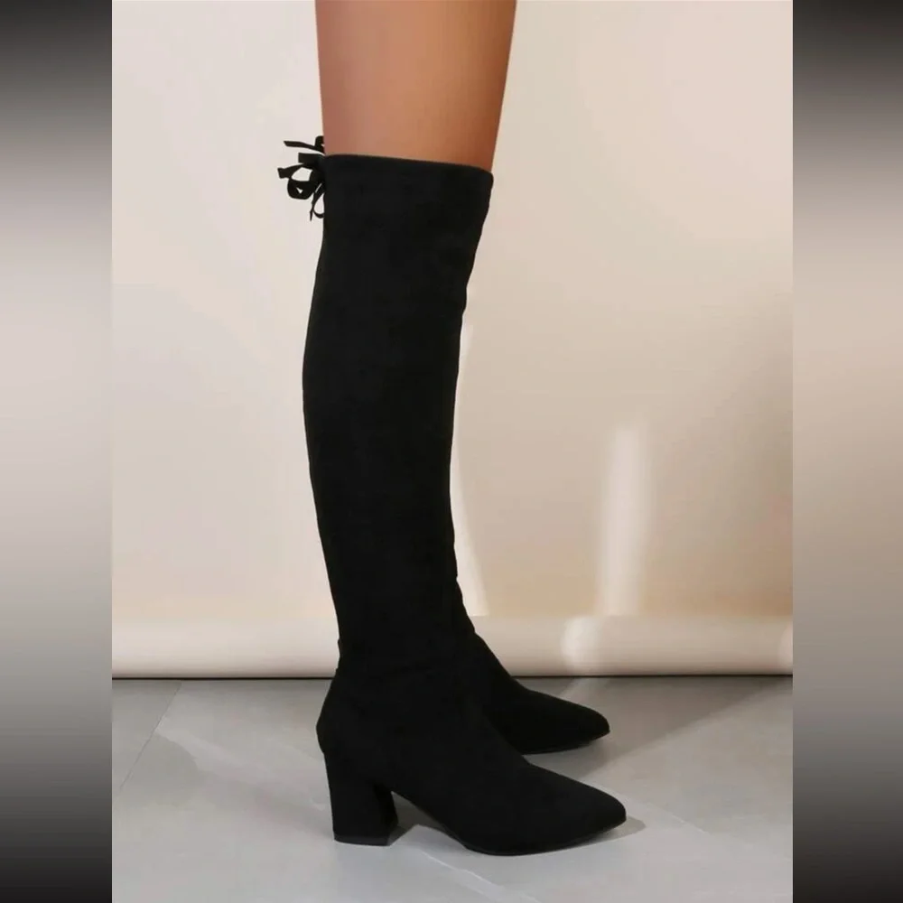 Sexy over the knee knee high chunky heel boots